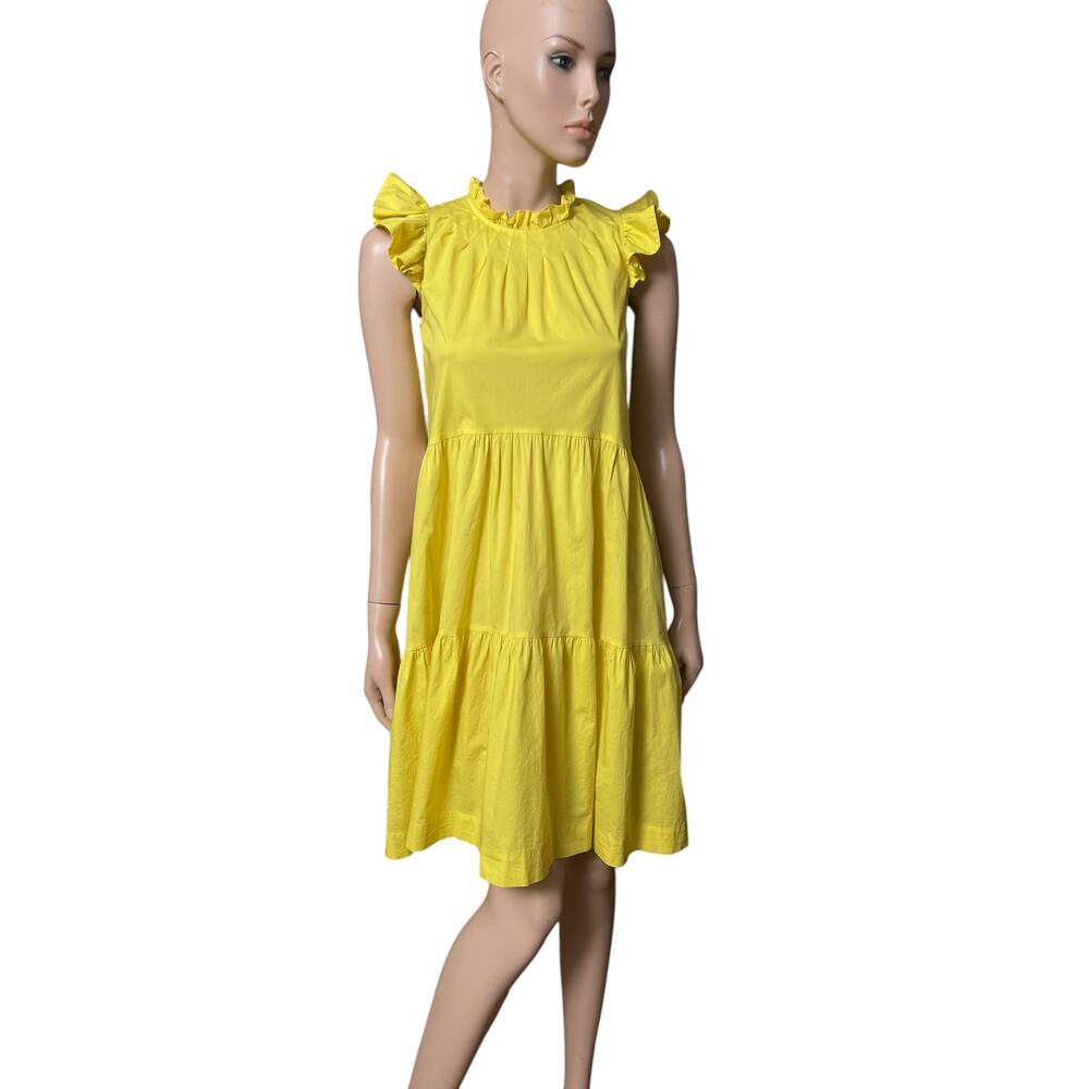 SEA NY Tabita Tiered Babydoll Poplin Cotton Dress Yellow Size 0